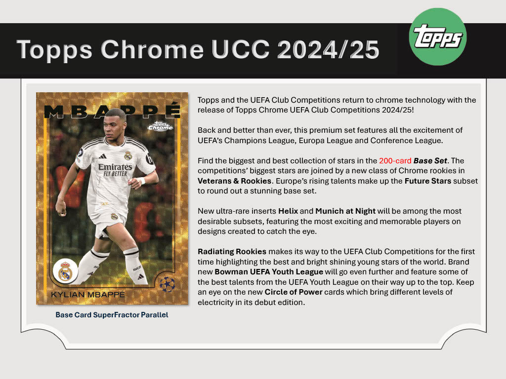2024-25 Topps Chrome UEFA Club Competitions Soccer Hobby Box