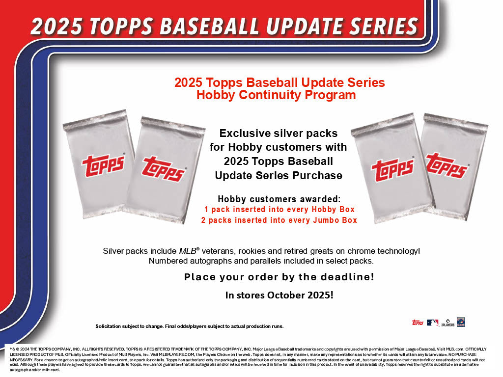 2025 Topps Update Series Hobby Jumbo 6-Box Case