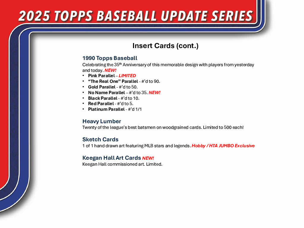2025 Topps Update Series Hobby Jumbo 6-Box Case