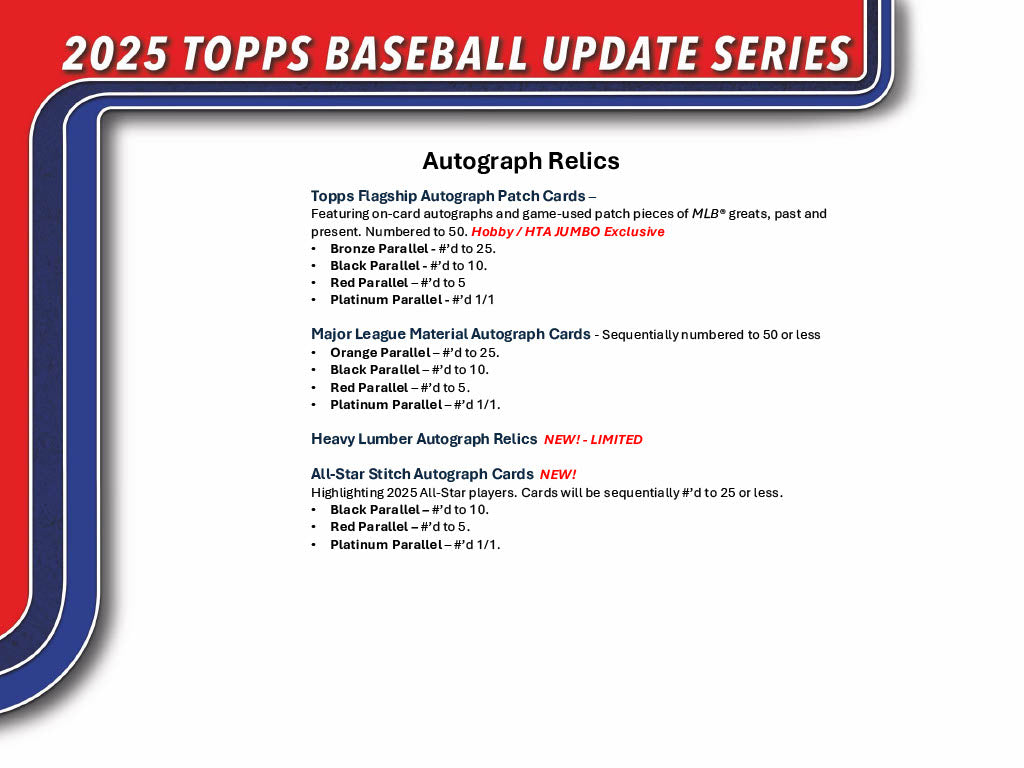 2025 Topps Update Series Hobby Jumbo 6-Box Case