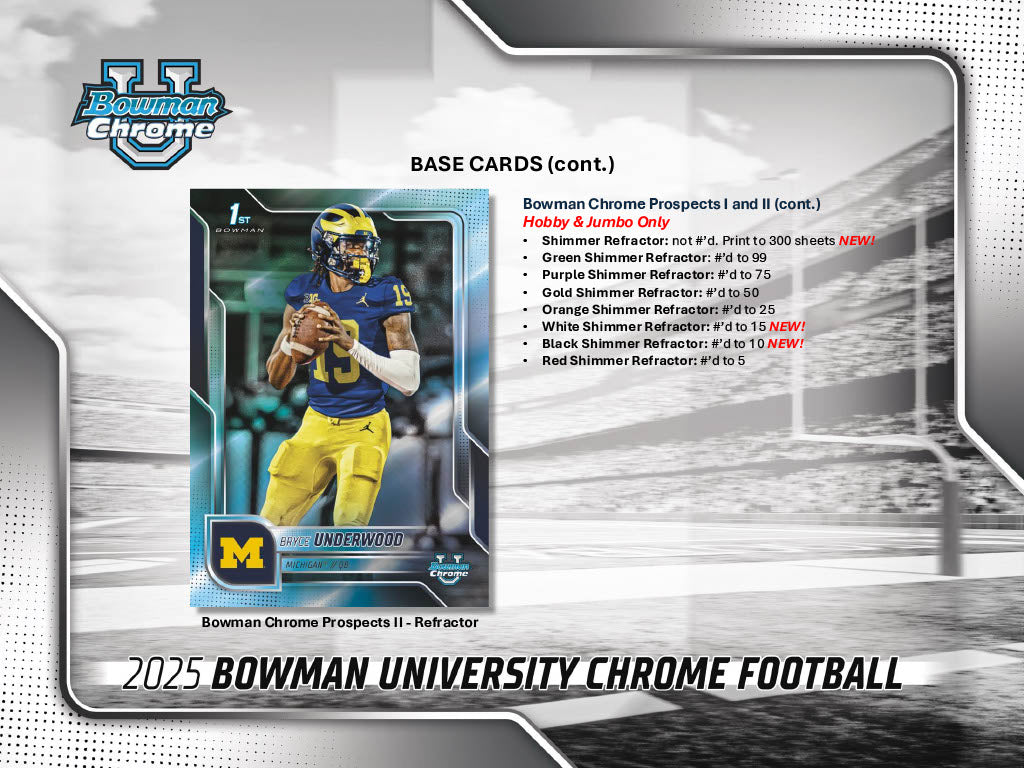 2025 Bowman University Chrome Football Hobby Jumbo Box