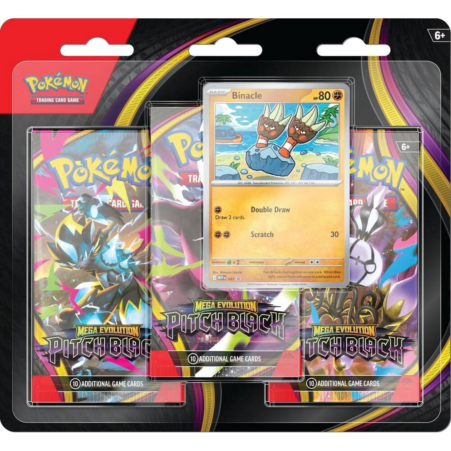 Pokemon: Mega Evolution Pitch Black 3-Pack Blister (ME05) *Expected Release Date 07-17-2026*