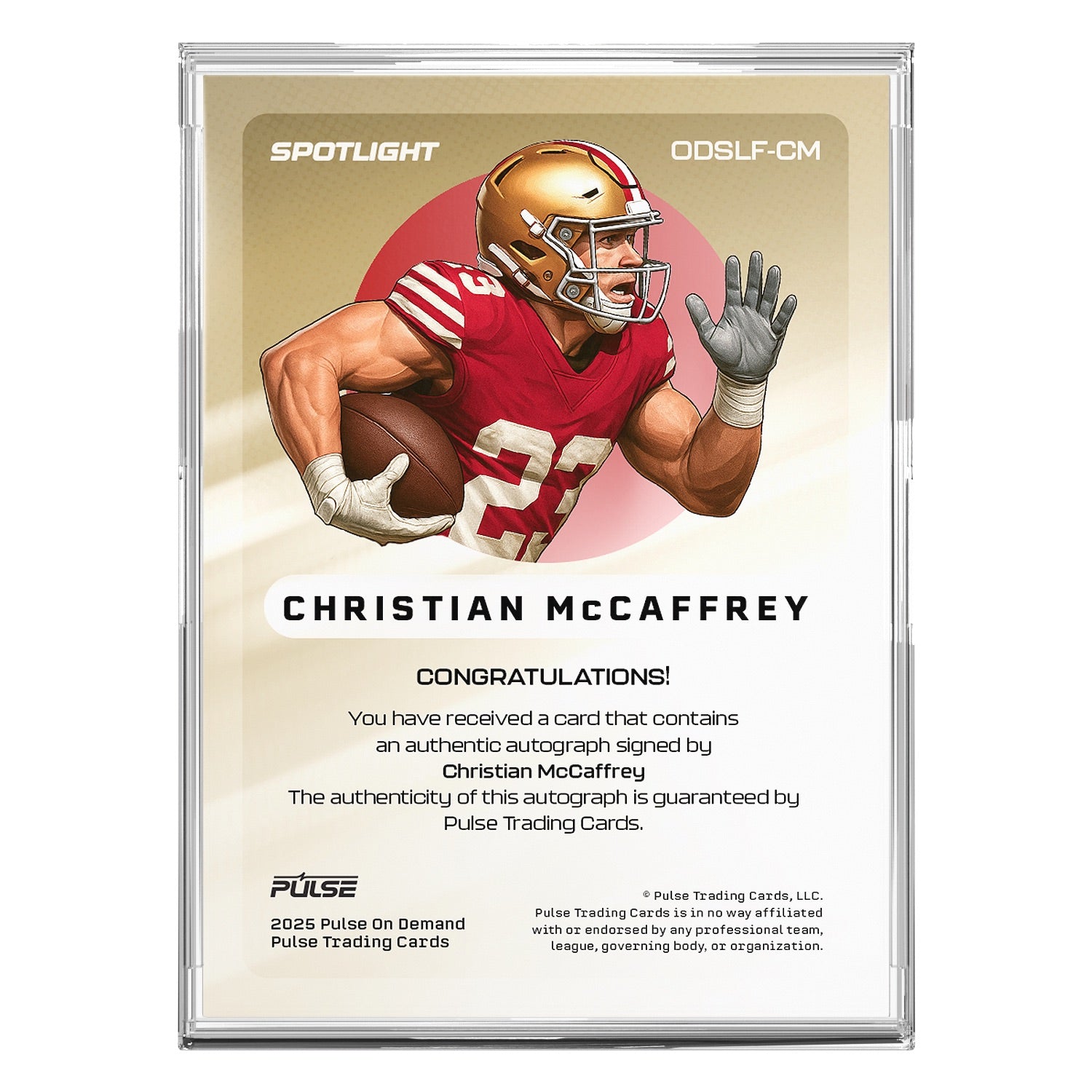 2025 Pulse On Demand Christian McCaffrey Autographed Spotlight Card