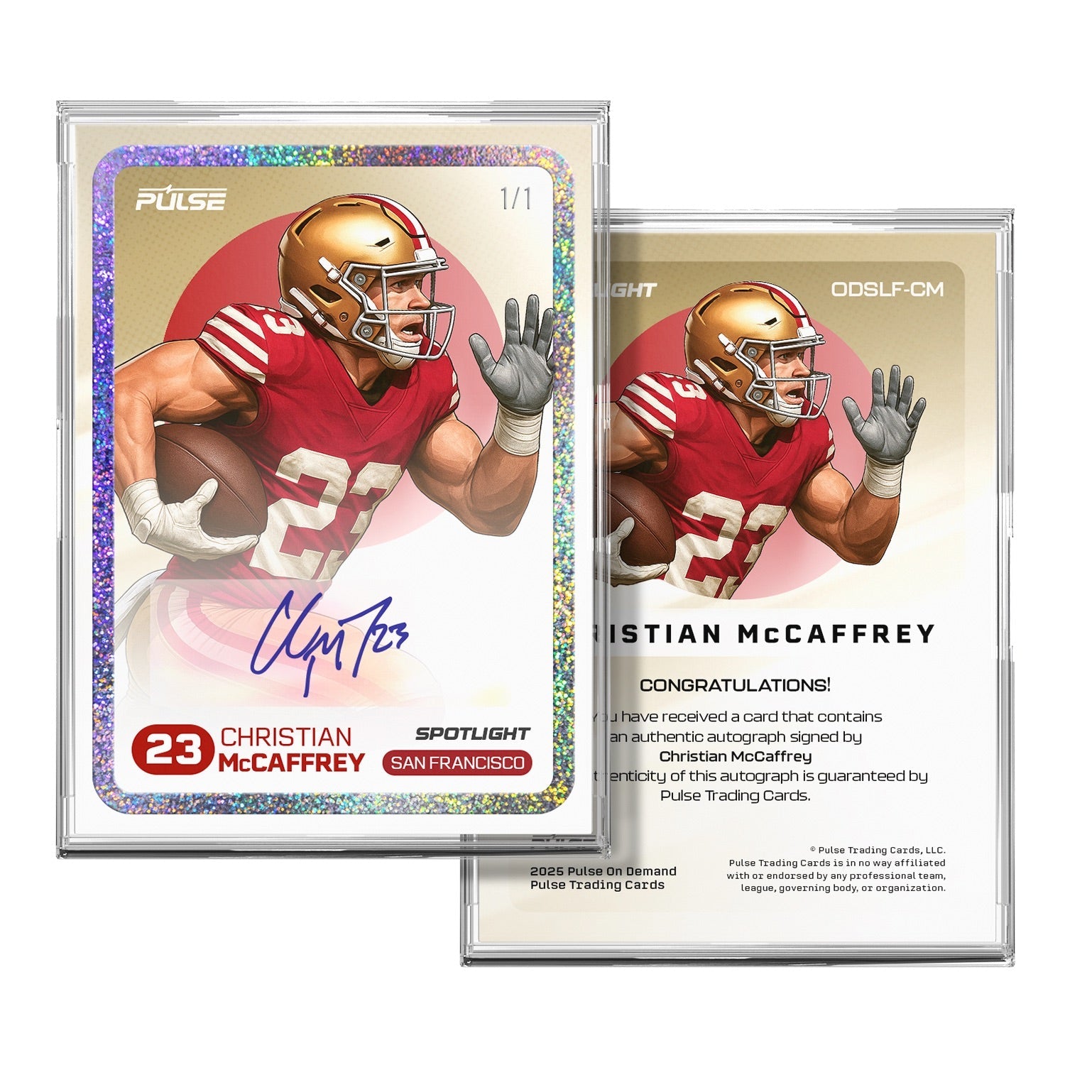 2025 Pulse On Demand Christian McCaffrey Autographed Spotlight Card