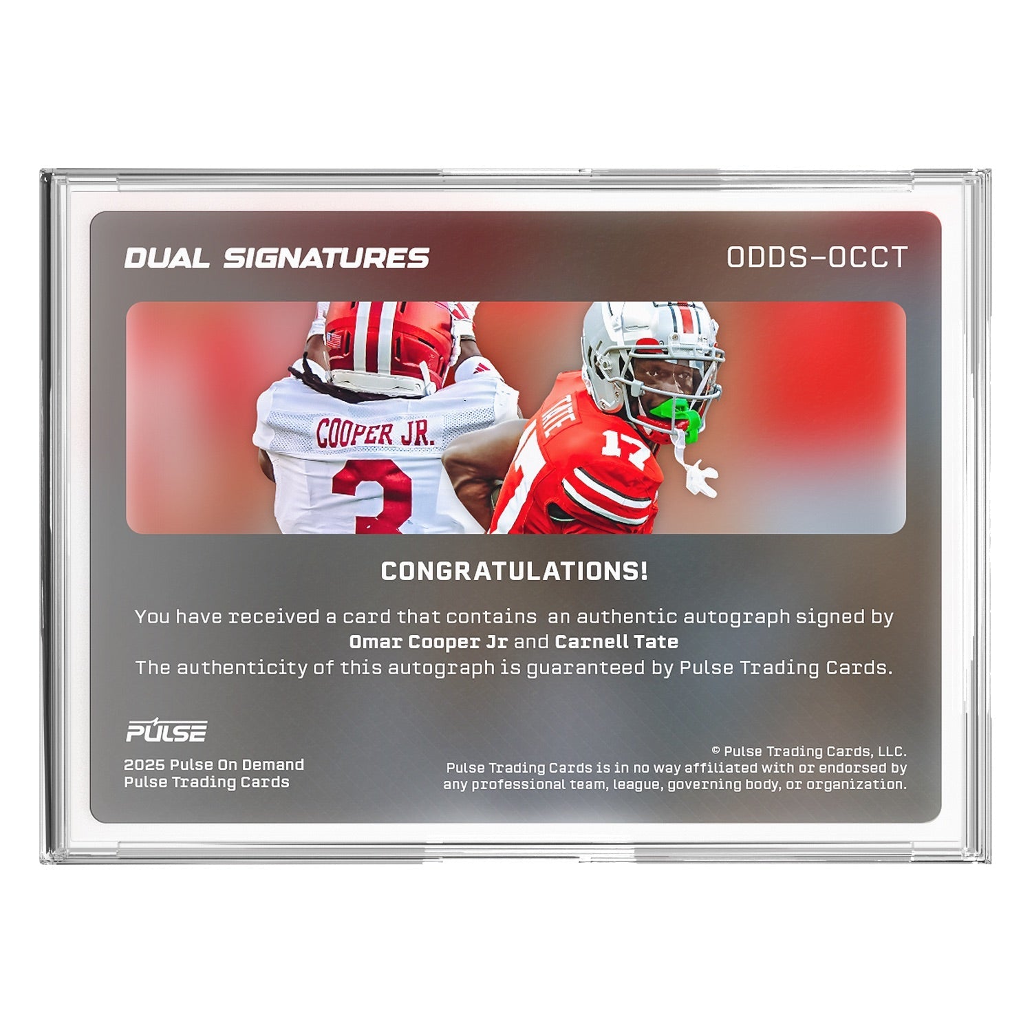 2025 Pulse On Demand Championship Dual Signatures – Omar Cooper Jr & Carnell Tate Autograph Card