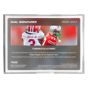 2025 Pulse On Demand Championship Dual Signatures – Omar Cooper Jr & Carnell Tate Autograph Card