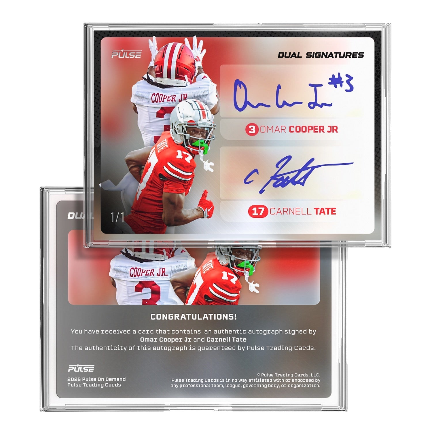 2025 Pulse On Demand Championship Dual Signatures – Omar Cooper Jr & Carnell Tate Autograph Card