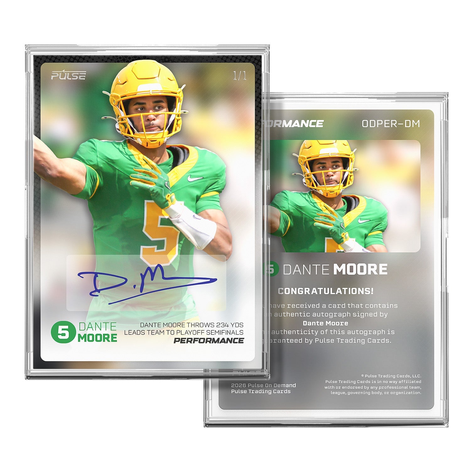 2026 Pulse On Demand Dante Moore Performance Autograph Card