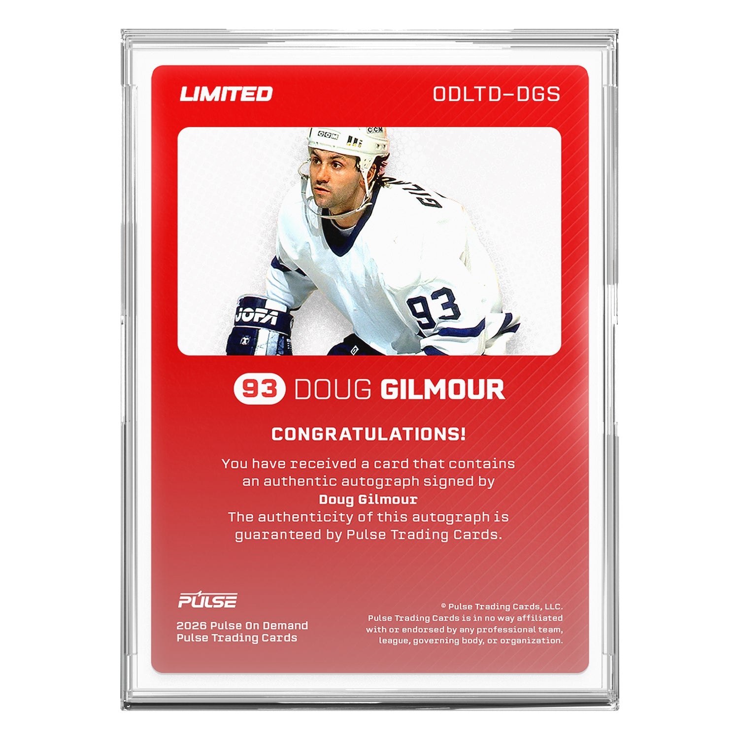 2026 Pulse On Demand Limited – Doug Gilmour On-Card Autograph Card