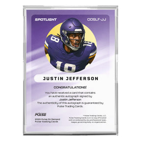 2025 Pulse On Demand Justin Jefferson Autographed Spotlight Card