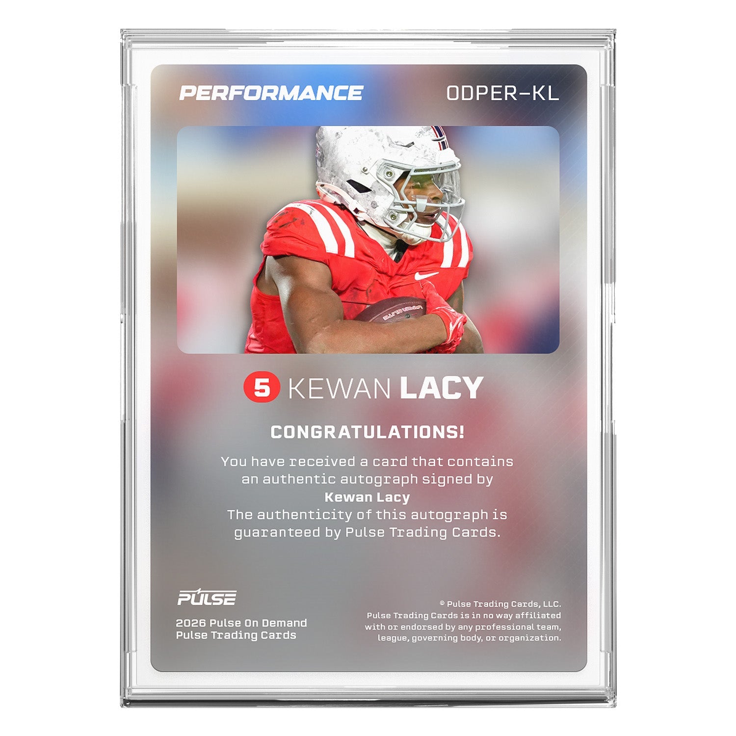 2026 Pulse On Demand Kewan Lacy Performance Autograph Card