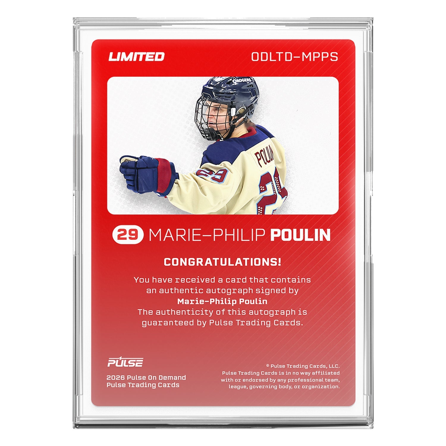 2026 Pulse On Demand Limited – Marie-Philip Poulin On-Card Autograph Card