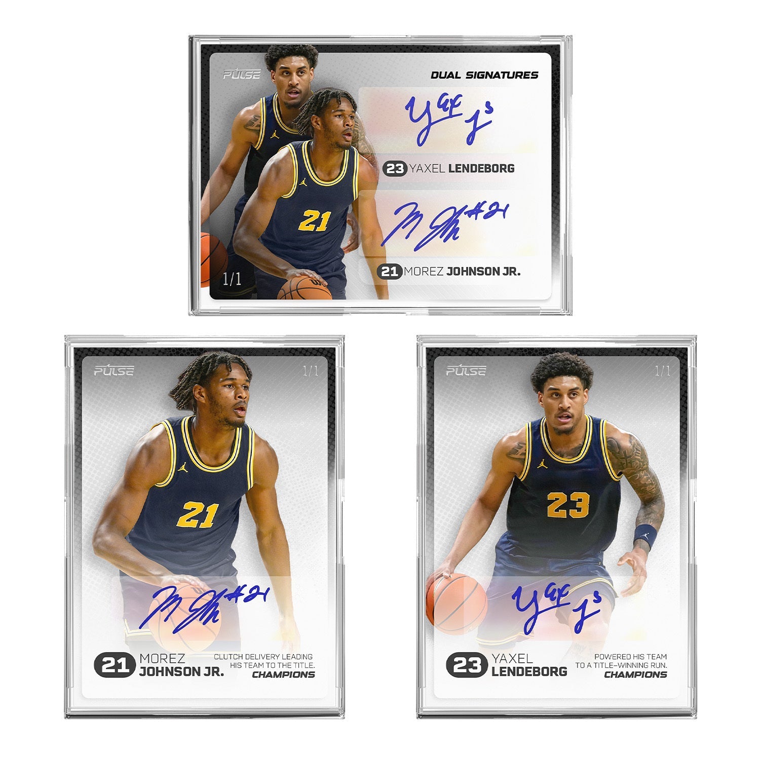 2026 Pulse On Demand 3 Card Champions Card Set - Yaxel Lendeborg, Morez Johnson Jr. + Exclusive Dual Autographed Card