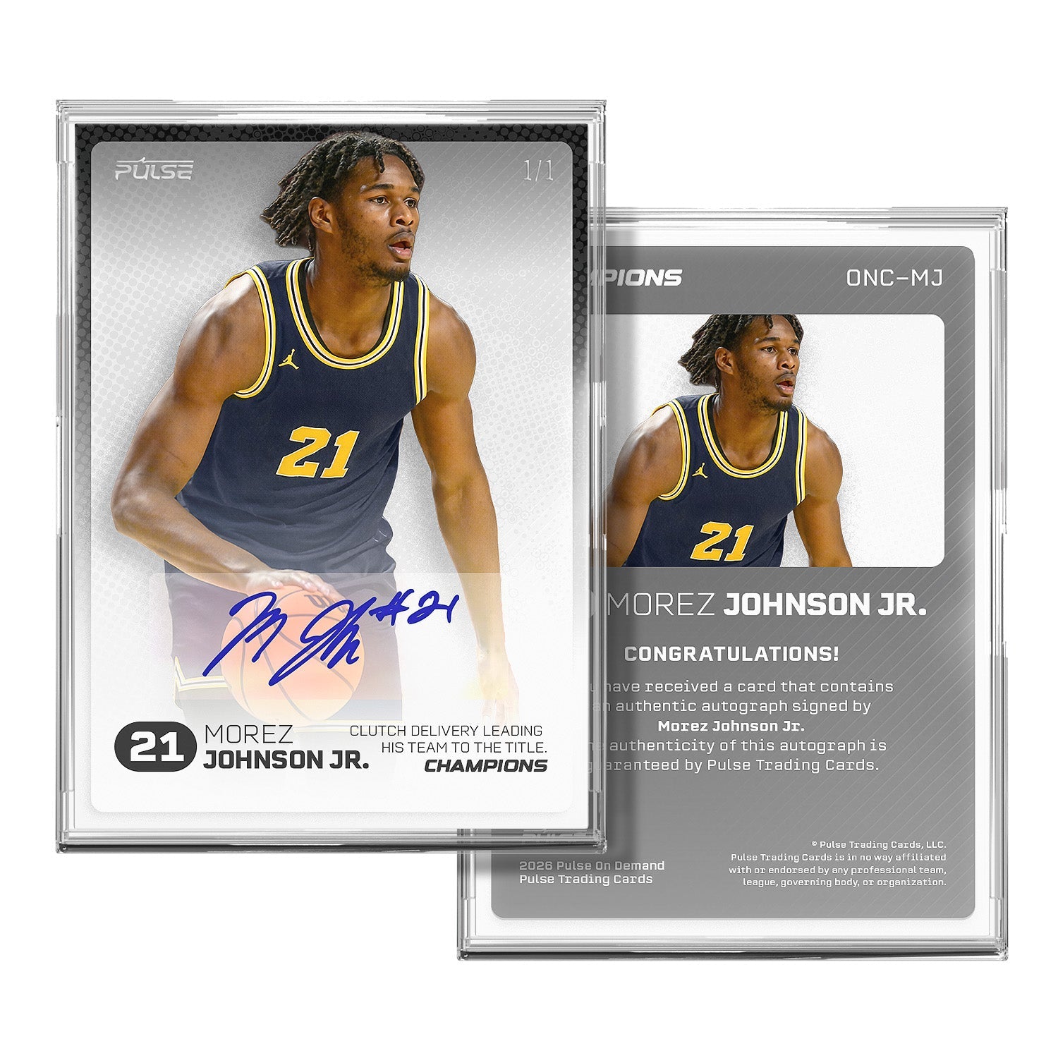 2026 Pulse On Demand Morez Johnson Jr. Autographed Champions Card