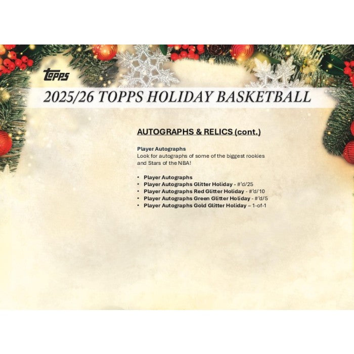 2025/26 Topps Holiday Basketball Countdown Calendar Box
