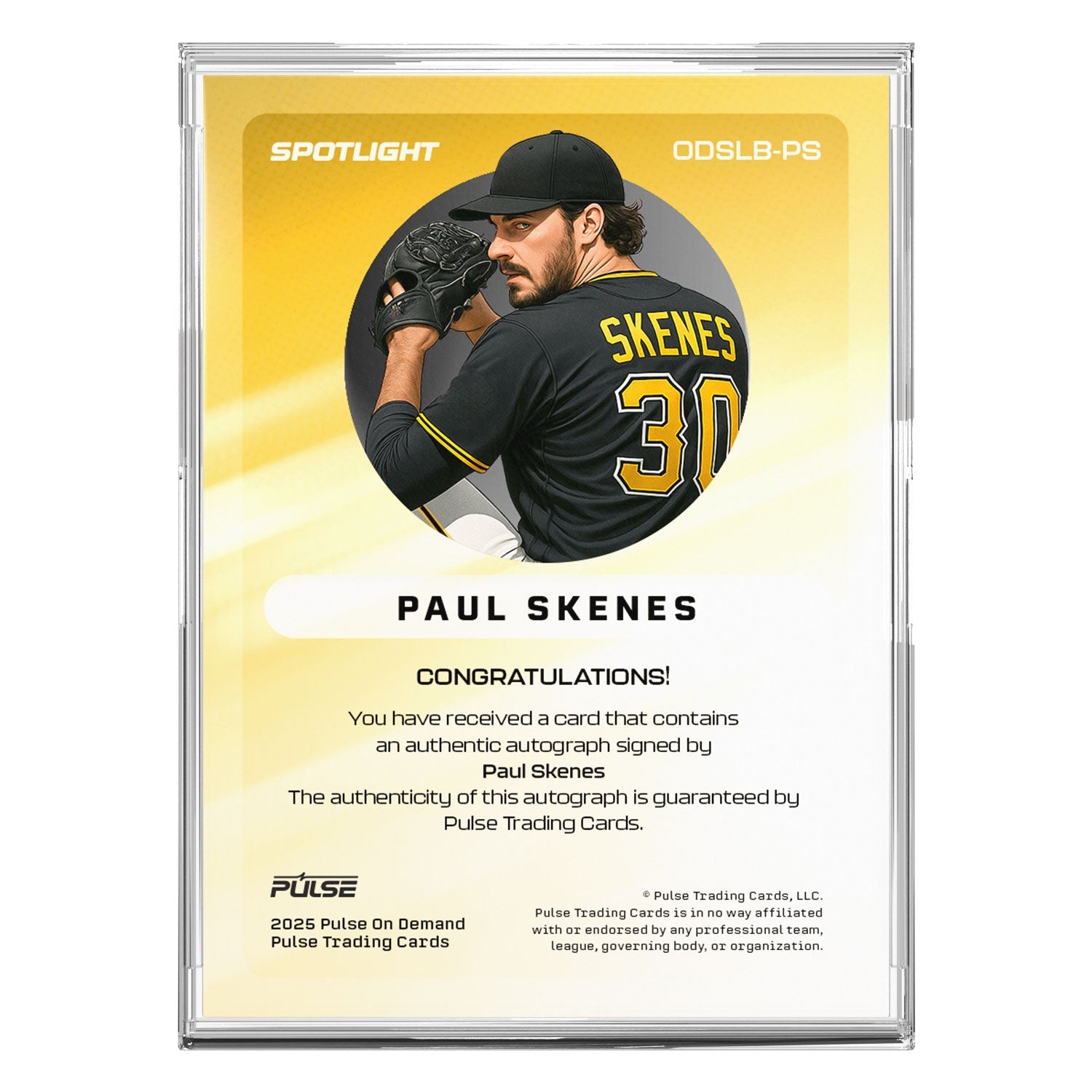 2025 Pulse On Demand Paul Skenes Autographed Spotlight Card