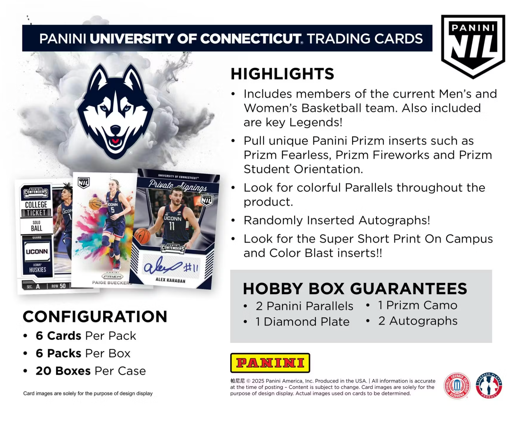 2024/25 Panini UConn Collegiate Basketball 6-Pack Blaster Box