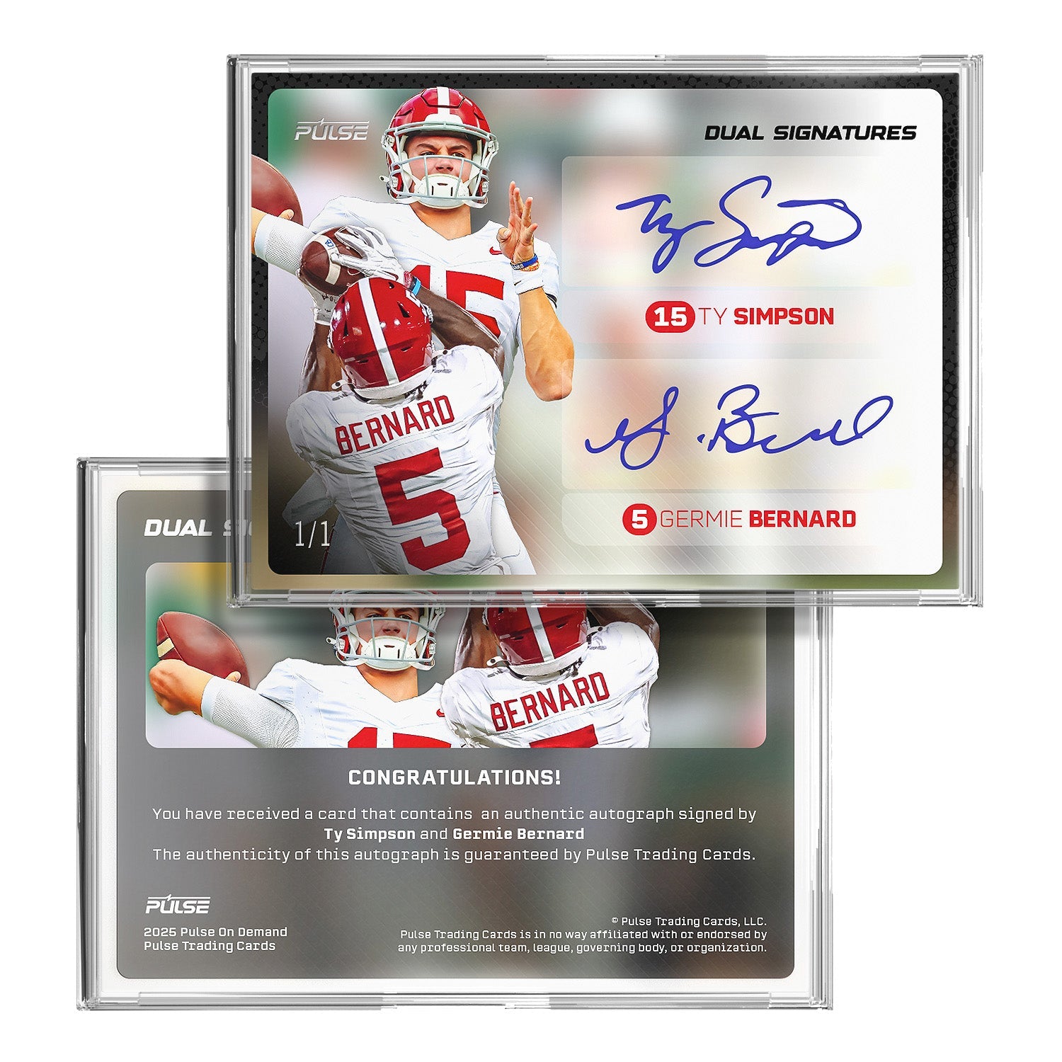 2025 Pulse On Demand Dual Signatures – Ty Simpson & Germie Bernard Autograph Card