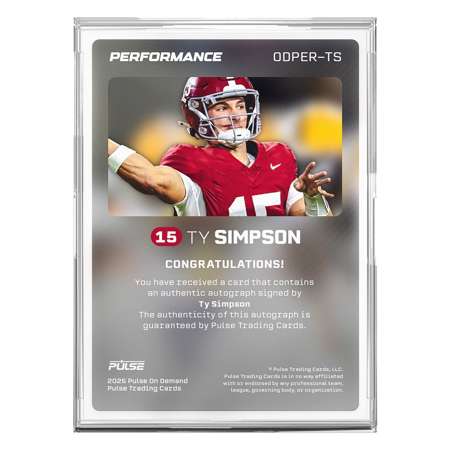 2025 Pulse On Demand Ty Simpson Performance Autograph Card