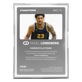2026 Pulse On Demand Yaxel Lendeborg Autographed Champions Card