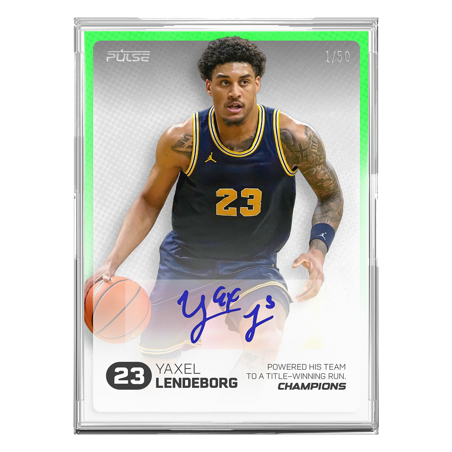 2026 Pulse On Demand Yaxel Lendeborg Autographed Champions Card