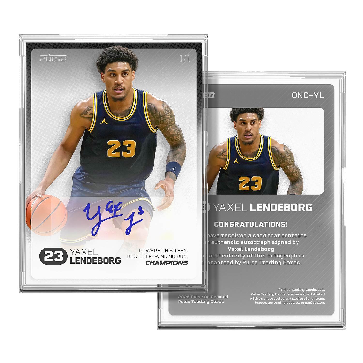 2026 Pulse On Demand 3 Card Champions Card Set - Yaxel Lendeborg, Morez Johnson Jr. + Exclusive Dual Autographed Card