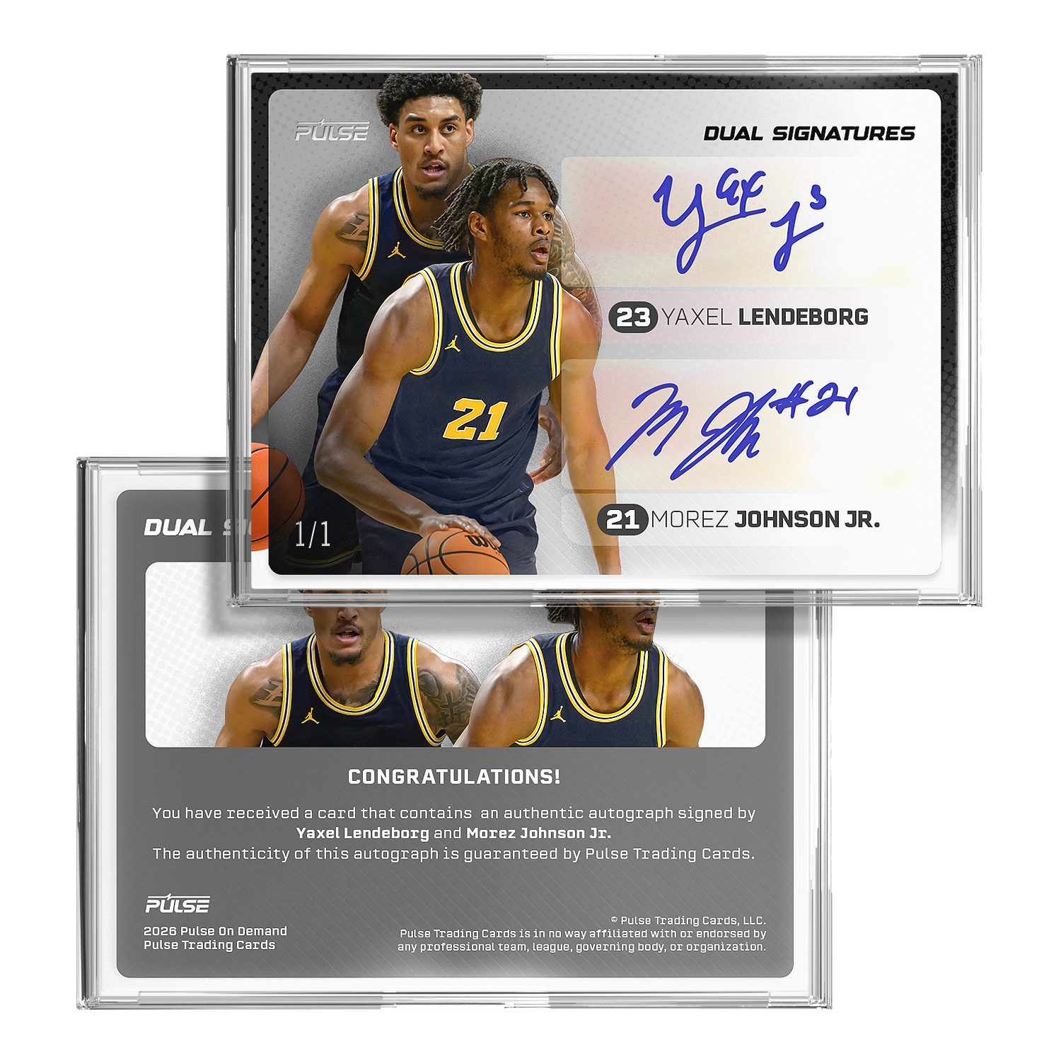 2026 Pulse On Demand 3 Card Champions Card Set - Yaxel Lendeborg, Morez Johnson Jr. + Exclusive Dual Autographed Card