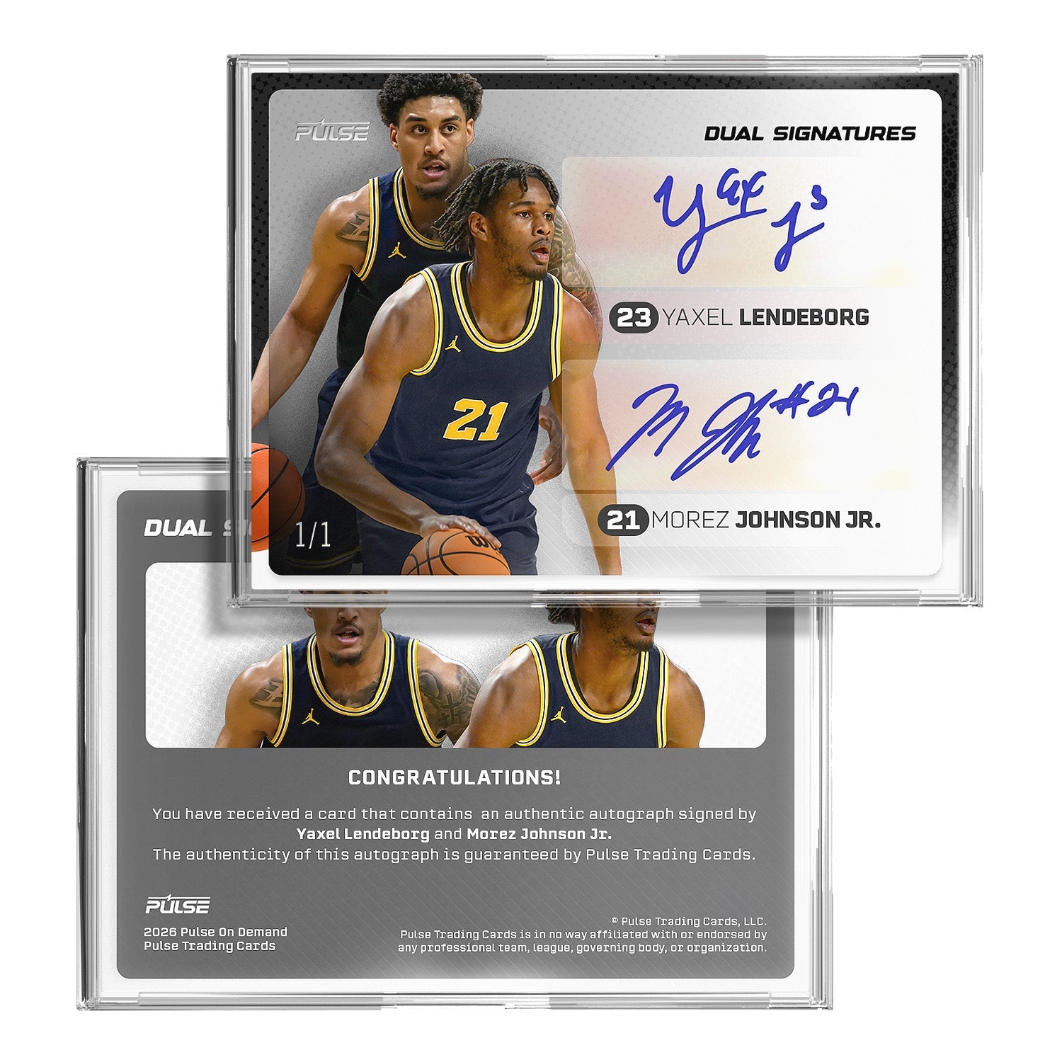 2026 Pulse On Demand Dual Signatures – Yaxel Lendeborg & Morez Johnson Jr. Autograph Card