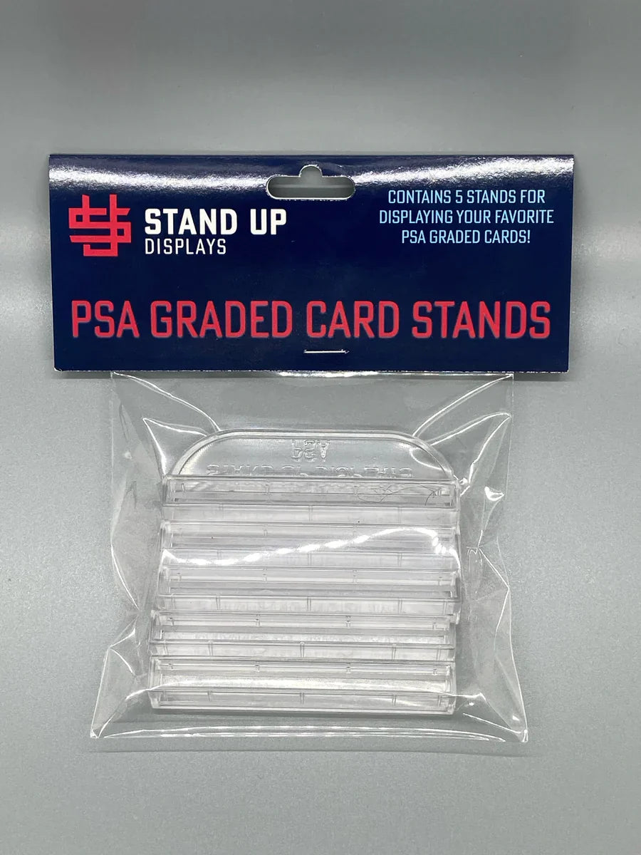 Stand up display PSA graded card stands clear