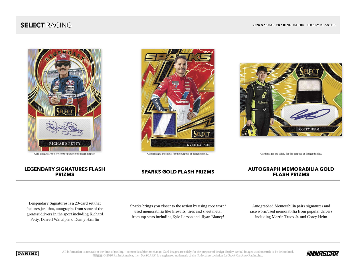 2026 Panini Select NASCAR Racing Hobby Blaster 20-Box Case